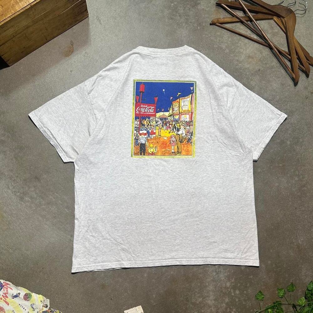 Vintage Y2K Coca Cola Promo Tee Mens 2XL 2002 Grey Art Graphic 2002 Coke Shirt